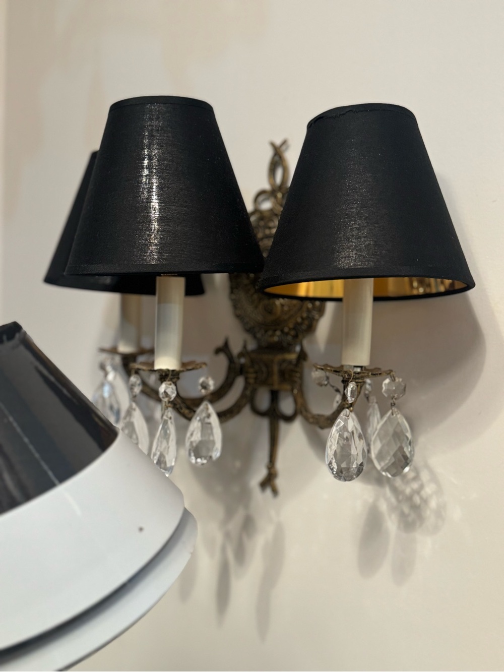 5 / Black Textured Brushed Gold Tapered Lampshade